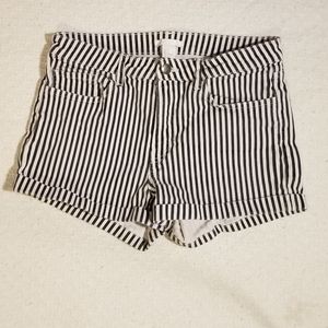 H&M Black and White Striped High Waisted Shorts